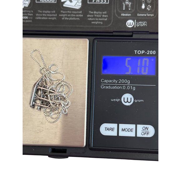 Vintage Sterling Silver Clipper Ship Pendant Necklace Box Chain 18" Estate 5.10g - Picture 6 of 6